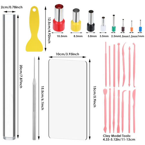 Polymer Clay Tools 26Pcs Kit with Roller, Cutters, Sculpting Tools, 1