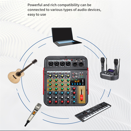 Mixer de áudio de 6 canais USB compatível com Bluetooth Reverb Plug UE 1