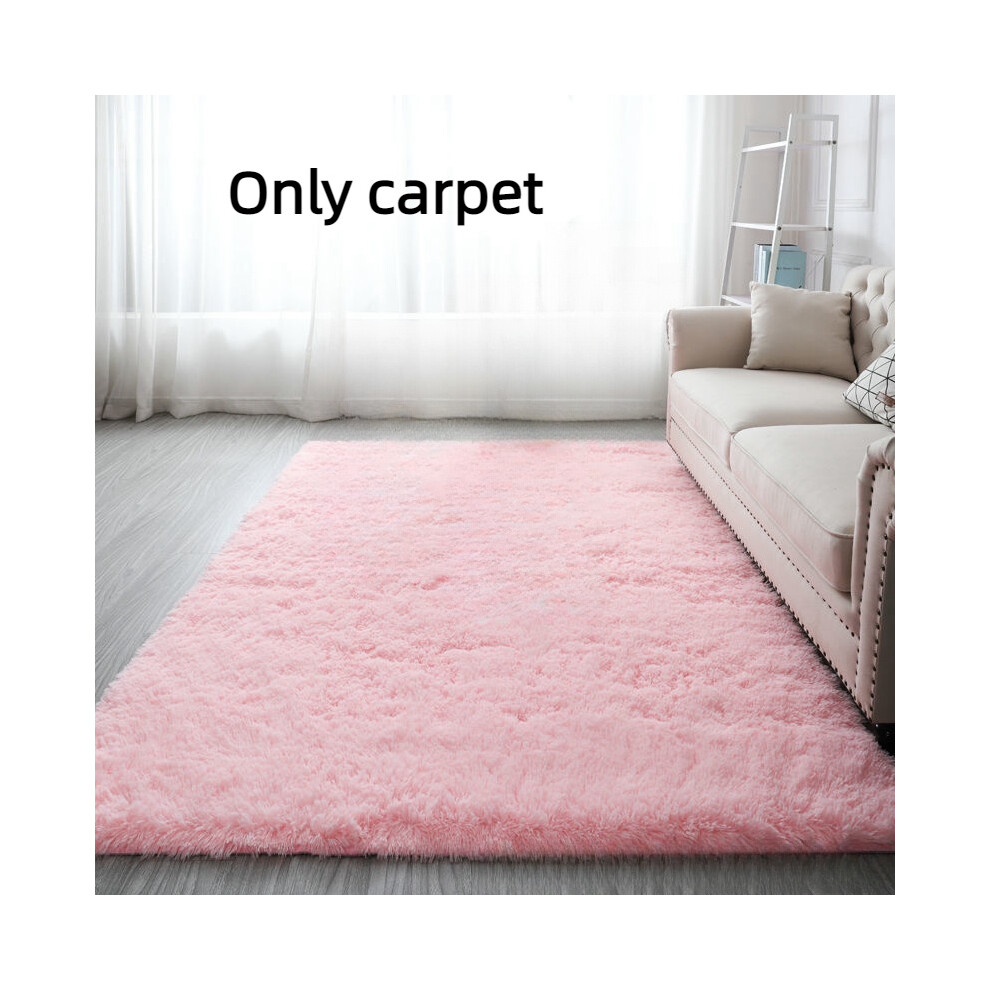 (Pink, 40*60cm/15.75*23.62in) Bedroom Thickened Carpet Square Stainresistant Tie Dye Fluffy Doormat Antislip