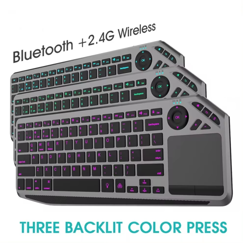 Bluetooth Wireless Keyboard with Touchpad 7-Colors Backlit 2.4G 1