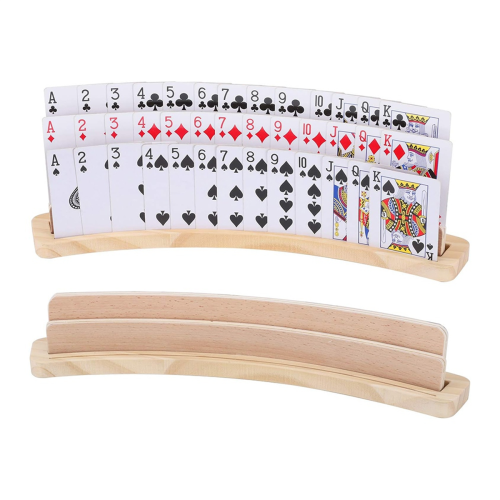 2er-Set gebogene Spielkartenhalter aus Holz 1