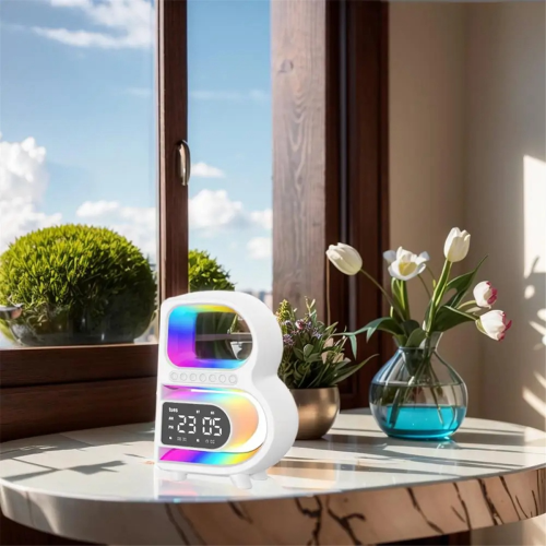 B Shape Smart Speaker LED Wireless Fast Charger Bluetooth Speaker RGB 1