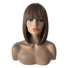 Peluca sintética elegante de red azul marrón pelo corto bob
