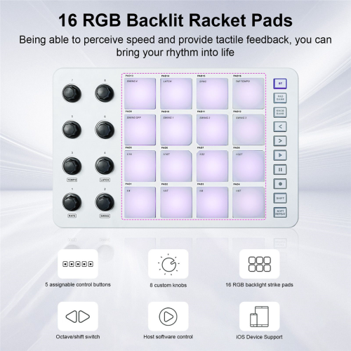 MIDI Controller Strike Pad RGB MIDI Keyboard BT Connection 1