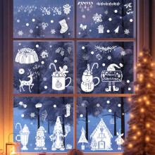 Snowflake Reindeer Window Sticker Static Pvc Glass Decals For Christmas Decor