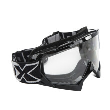 Motorradbrille Schwarzer Rahmen Transparentes Glas PC Schwamm Verstellbar Offroad Radfahren