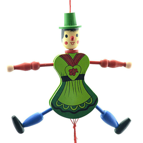 4pcs Pull String Puppet Doll Toys Funny Wooden Toy 2