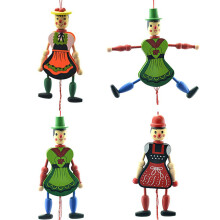 4pcs Pull String Puppet Doll Toys Funny Wooden Toy