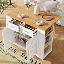 (White) Kitchen Island on Wheels,Dining trolley 120 x 65 x 90 cm