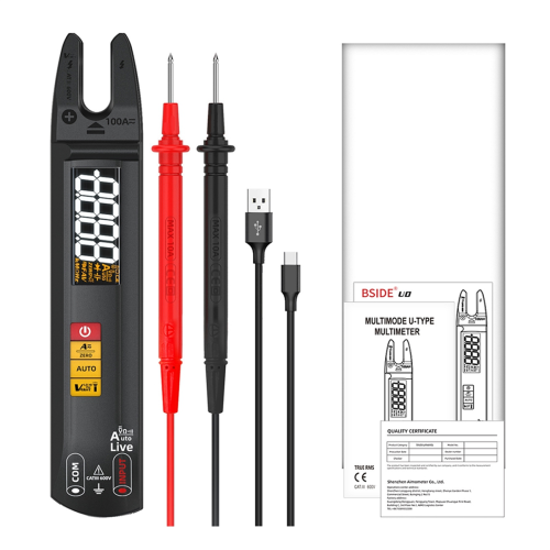 Clește ampermetric digital U0 cu furcă, DC AC 100A, clește inteligent, TRMS