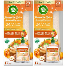 2 x Air Wick Active Fresh 24/7 Automatic Spray Diffuser Unit + Pumpkin Spice & Everything Nice Refill 228ml