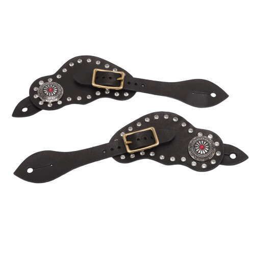 1Pair Spur Strap Leather Rhinestone Western 1