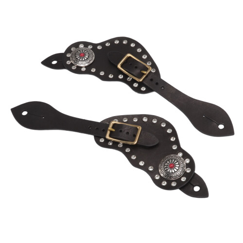 1Pair Spur Strap Leather Rhinestone Western 2