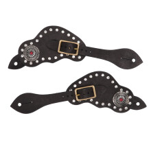 1Pair Spur Strap Leather Rhinestone Western