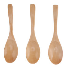 Holzlöffel-Set 3 Stück, Suppen- und Dessertlöffel aus Holz, Natürliche Holztischware