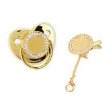 Gold M Bling Schnuller mit Clip – DIY-Erinnerungsbox für Neugeborene 6-18 Monate