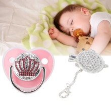 Schnuller für Babys mit Strass-Krone, weiches Silikon, BPA-frei, pink, Größe M