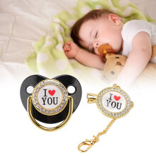 Baby-Fläschchen-Blinkmotive "Ich liebe dich" mit Kette und Clip, 6-18 Monate, schwarz M
