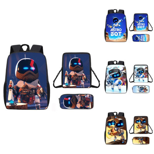 (06)Astro Bot Cartoon Pattern Backpack Shoulder Bag Pencil Case Three Piece Set 1
