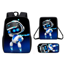 (06)Astro Bot Cartoon Pattern Backpack Shoulder Bag Pencil Case Three Piece Set
