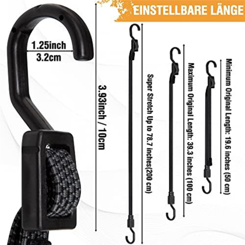 4 ks expandéry s háčky, 100cm elastický popruh pro nosiče kol 1