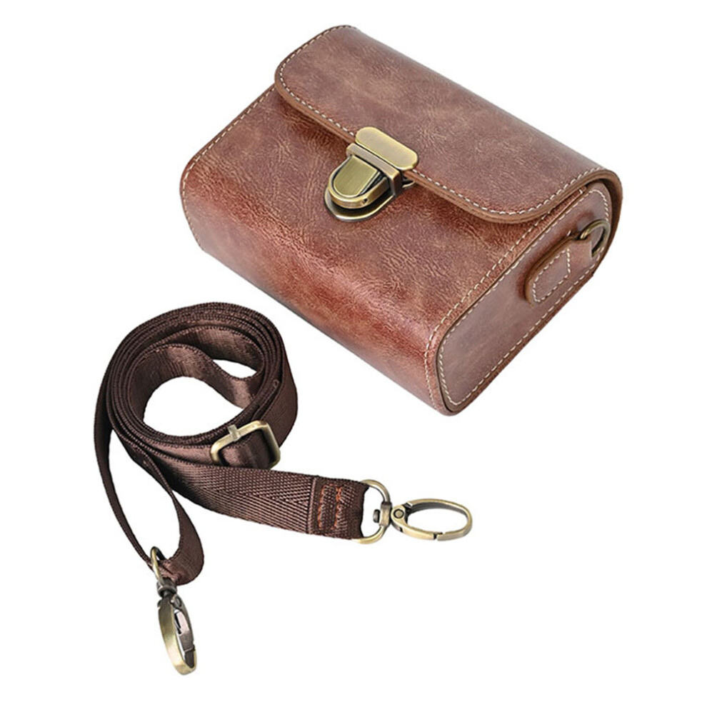 (Coffee) Carrying Case For Canon / Ricoh / Sony Camera Universal Pu Leather Shoulder Bag 6914282382874