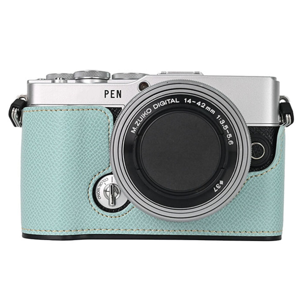 (Baby ) For Olympus Pen E-P7 Camera Case Textured Leather Bottom Case Easy To Replace Battery Blue 6914287137066