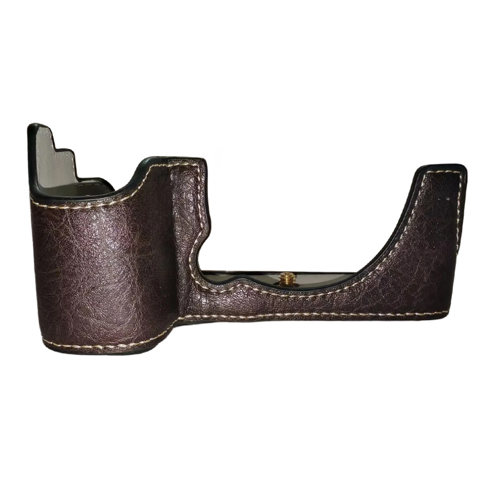 (Dark Coffee) For Fujifilm X-S10 Buffalo Texture PU Leather Bottom Case Half Body Camera Cover with Battery Opening-image-OPC-PJZ7PWC-NEW