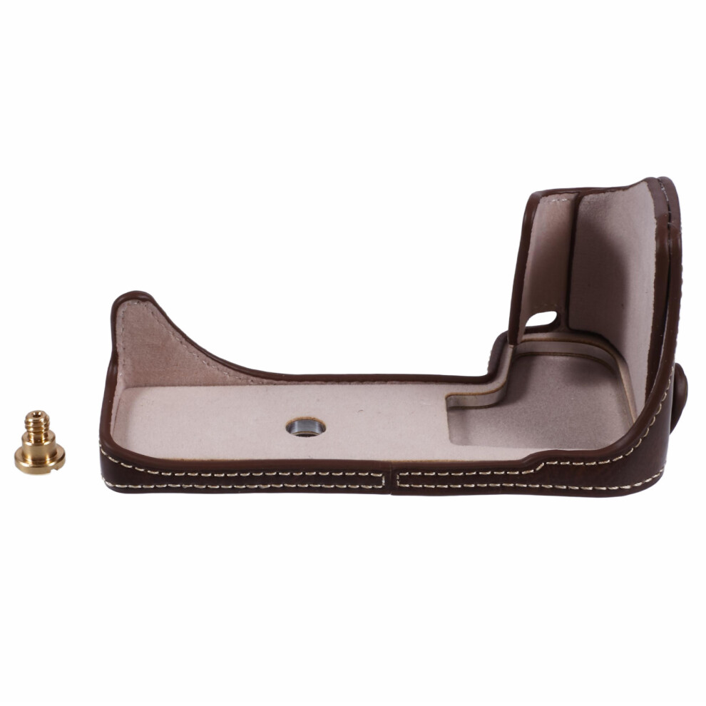 (Coffee) For Canon EOS R10 PU Leather Camera Bottom Cover Screw Design Half Body Case-image-OPC-PJZ7PZK-NEW