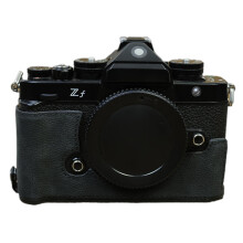 (Black) For Nikon Z f Genuine Cow Leather Protective Bottom Case Half Camera Cover with Battery Opening