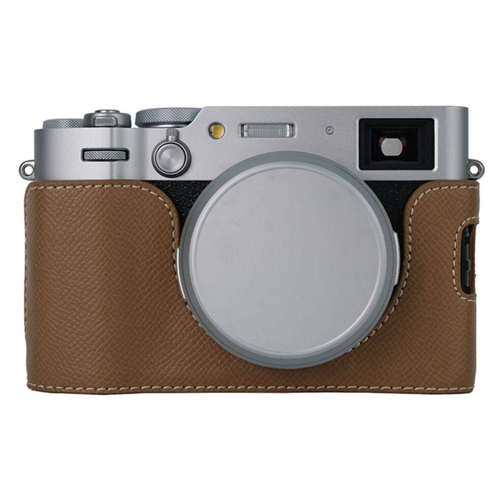 (Khaki) For Fujifilm X100VI Palm Texture Camera Bottom Case Easy to Replace Battery Leather Half Body Bag-image-OPC-PJZ7QDF-NEW