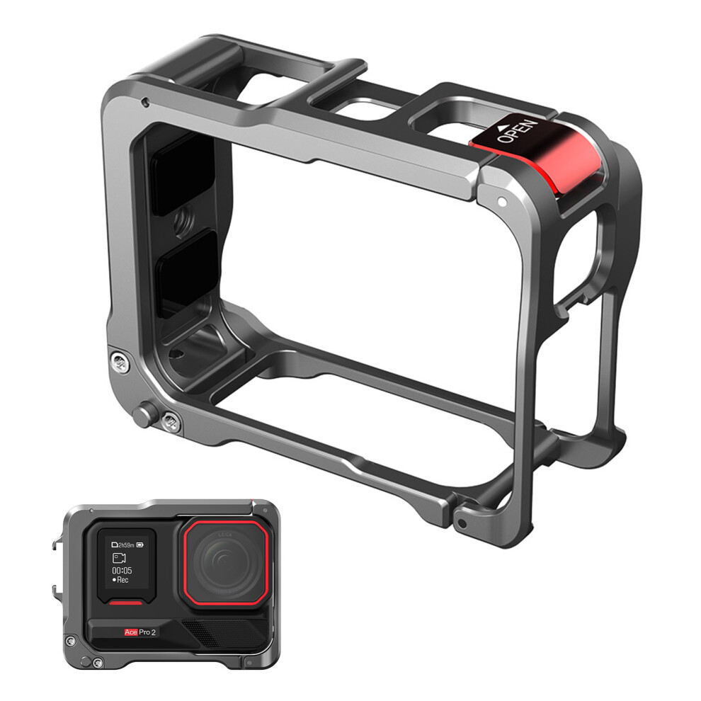 Metal Cage For Insta360 Ace Pro 2 / Pro Protective Frame Case With Cold Shoe Mount 6914289907698