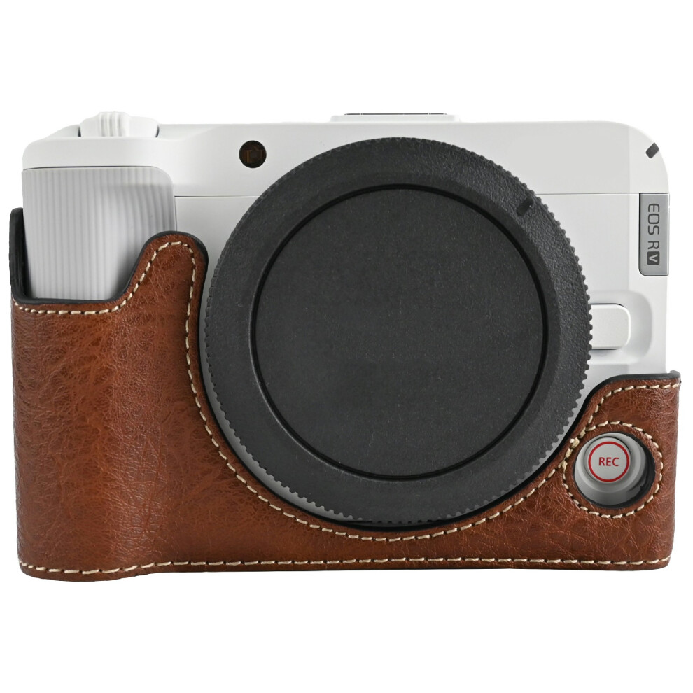(Coffee) For Canon EOS R50 V Camera Case with Battery Opening Litchi Texture PU Leather Protective Cover-image-OPC-PJZ7RDK-NEW