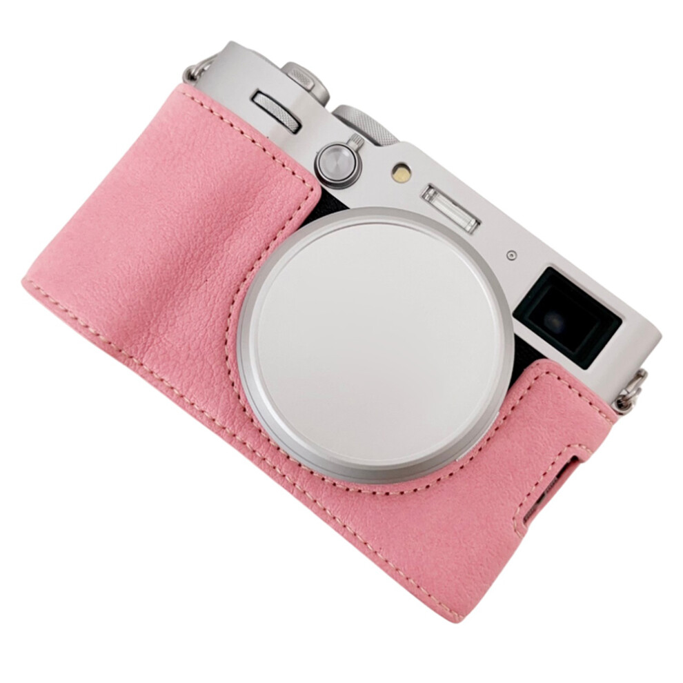 (Pink) For Fujifilm X100vi Buffalo Texture Leather Camera Bag Bottom Case Easy To Replace Battery Pink 6914288799898