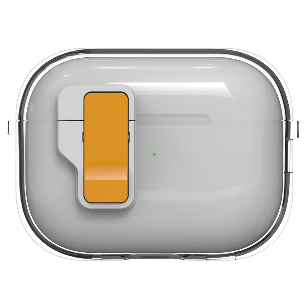 (Yellow) For Airpods Pro 2 Case Clear Crystal Automatic Switch Tpu + Pc Earphone Cover With Hook Yellow 6914289648256