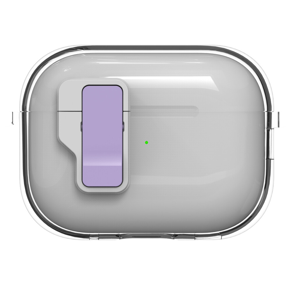 (Purple) For Apple Airpods Pro Case Clear Crystal Automatic Switch Tpu + Pc Earphone Cover With Hook Purple 6914287555006