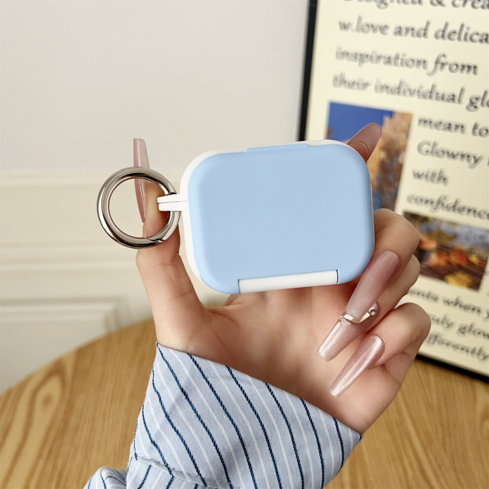 (Blue) For Apple Airpods Pro 2 / Pro Protective Case Pc + Tpu Tws Earphone Charging Case Cover With Hook Blue 6914281686744