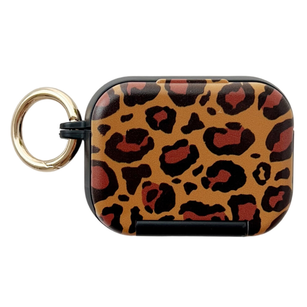 For Airpods Pro 2 / Pro Protective Case Pc + Tpu Leopard Earphone Cover With Mirror And Hook - Black 6914287055698