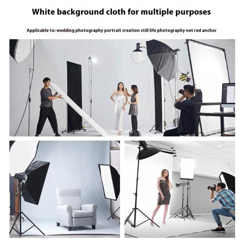 1 x 3m White Photography Backdrop Set with 4 Clips Polyester Background Screen for Studio / Live Streaming 2