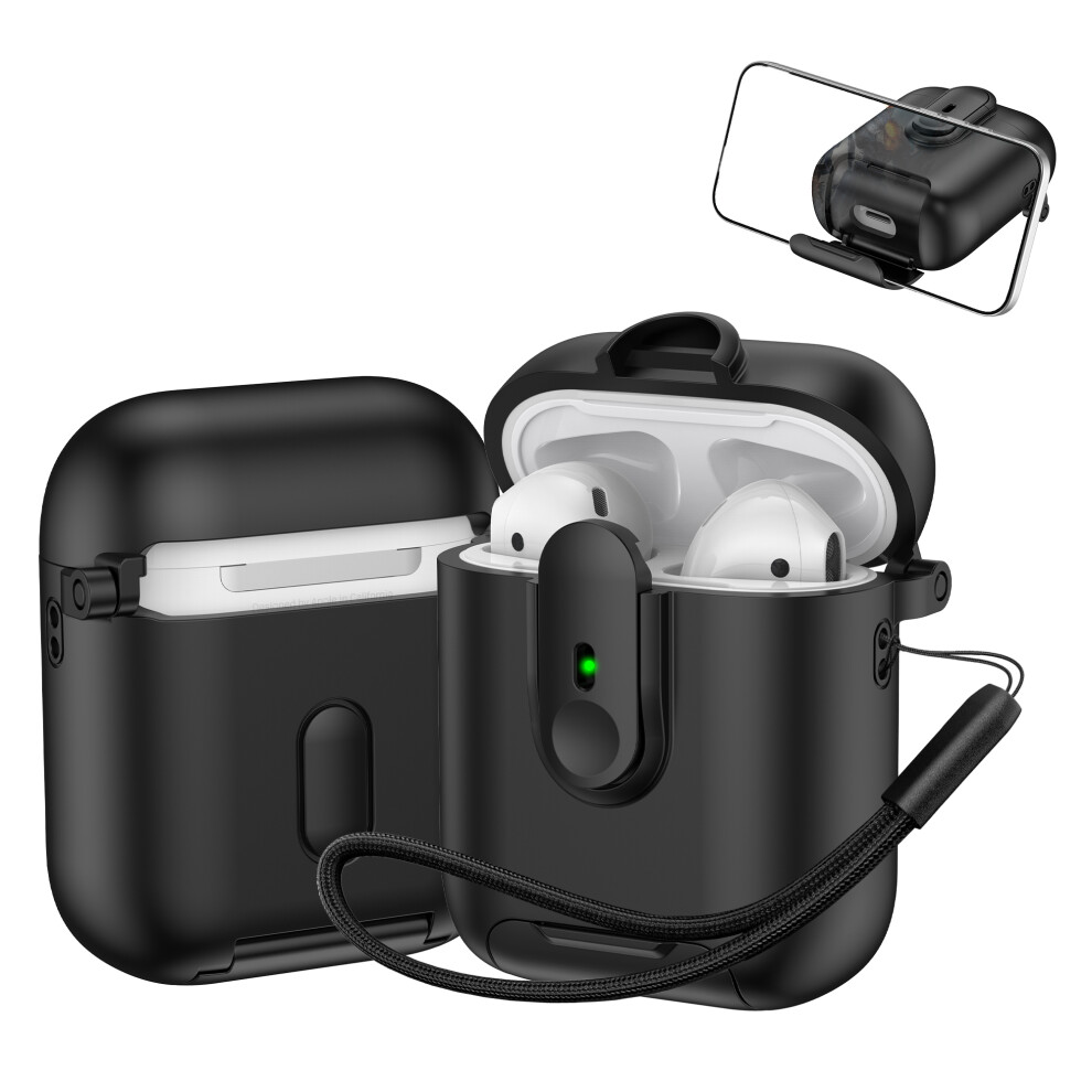 (Black) Switch Lock Case For Apple Airpods With Wireless Charging Case (2019) / Airpods With Charging Case (2019) / (2016) Black 6914288043717