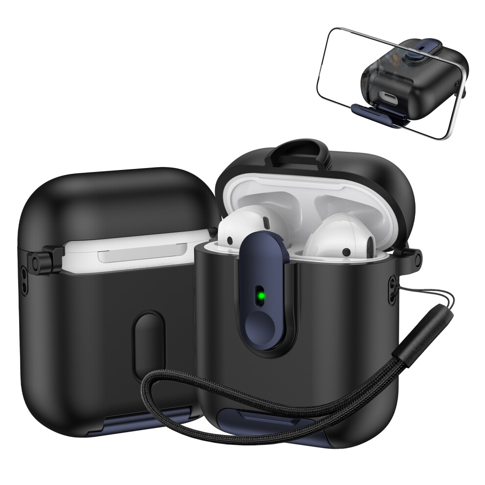 ( / Blue) Switch Lock Case For Apple Airpods With Wireless Charging Case (2019) / Airpods With Charging Case (2019) / (2016) Black/Blue 6914280307411