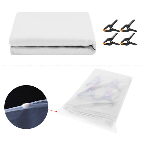(White) 1.8 x 2.8m Photography Backdrop Set with 4 Clips Polyester Background Screen for Studio / Live Streaming 1