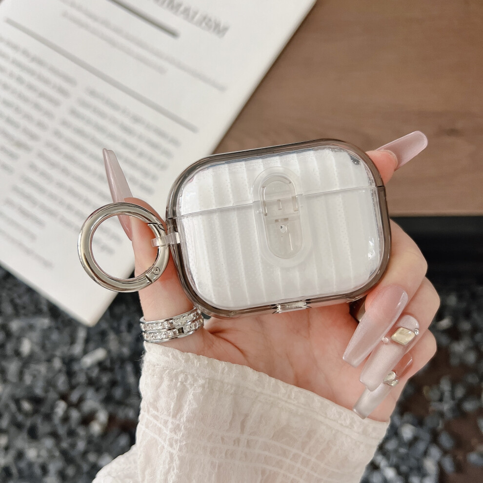 (Transparent + Transparent) For Apple Airpods Pro Shell Texture Lock Buckle Protective Case Pc Tpu Earphone Cover Grey 6914286021250