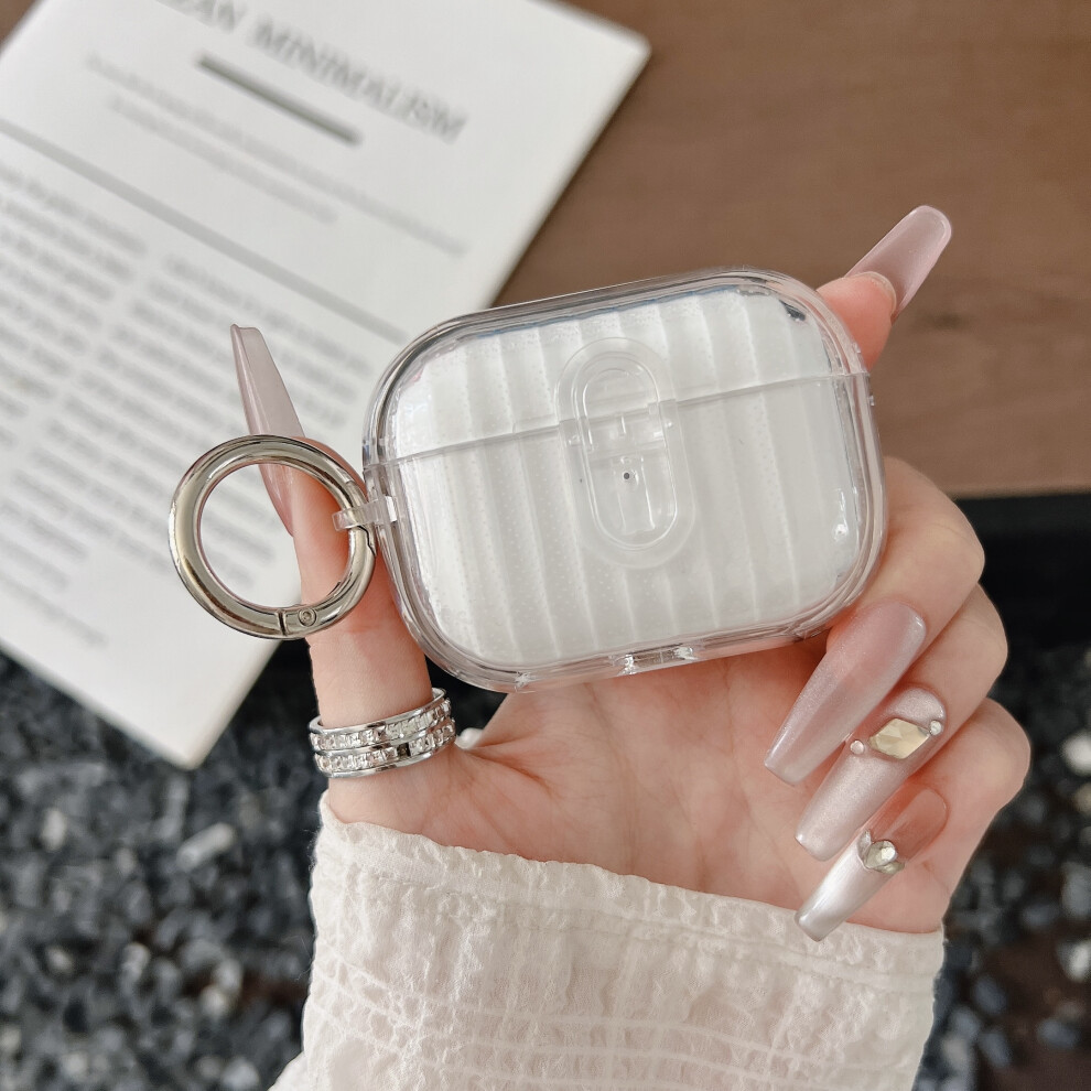 (Transparent + Transparent) For Apple Airpods Pro Shell Texture Lock Buckle Protective Case Pc Tpu Earphone Cover 6914289323627