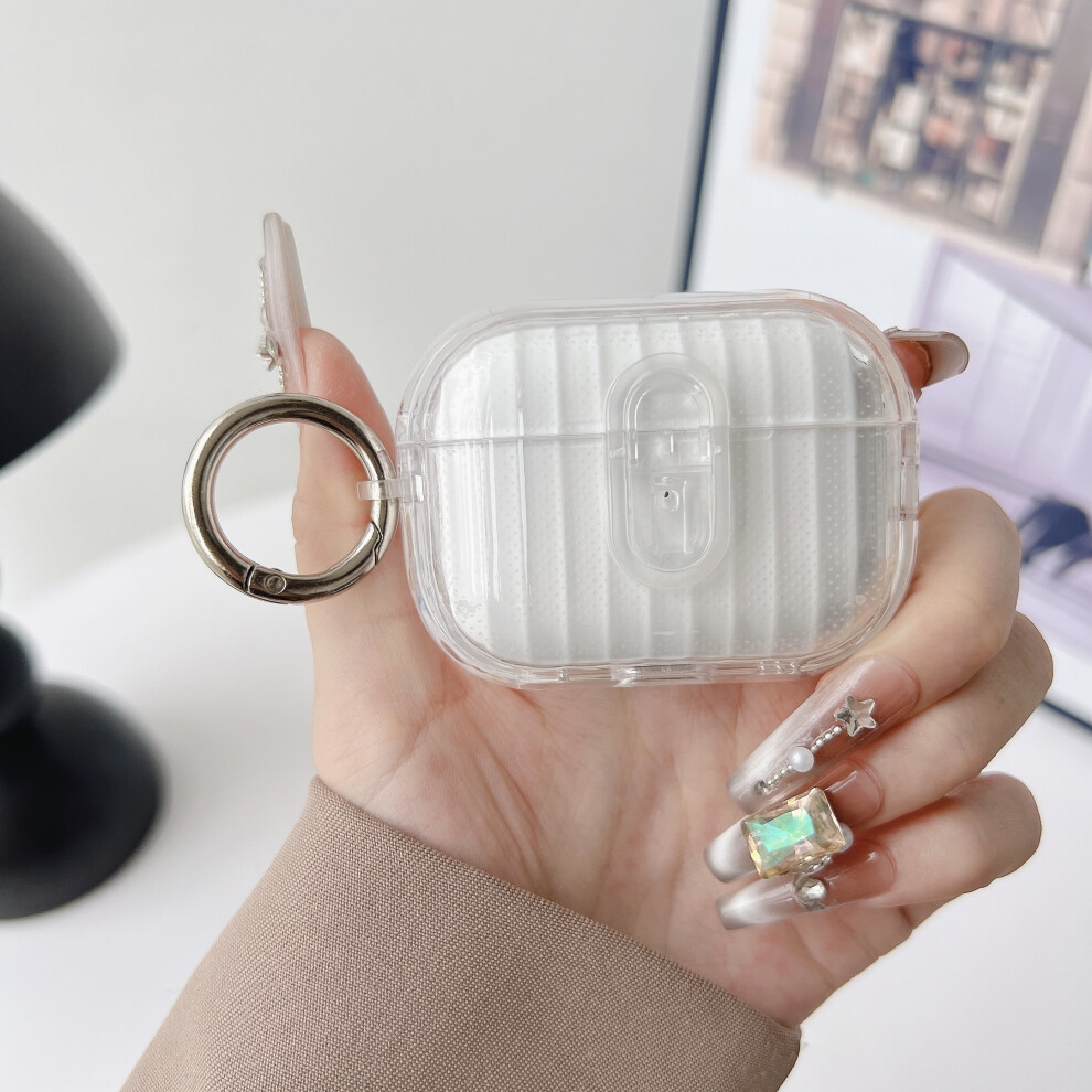 (Transparent + Transparent) For Apple Airpods Pro 2 Shell Texture Lock Buckle Protective Case Pc Tpu Earphone Cover 6914284592790