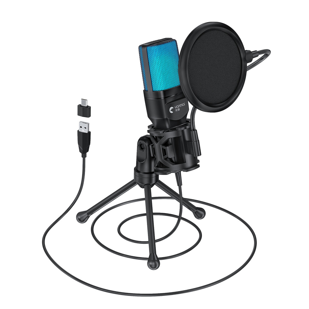 Sf-777R Computer Gaming Microphone Usb Condenser Desktop Mic With Rgb Light 6914282754398