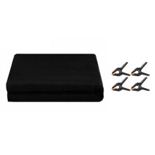 1 x 3m / Black Photography Backdrop Set with 4 Clips Polyester Background Screen for Studio / Live Streaming