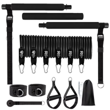 180lb Fitness Resistance Kit Full Body Workout Portable Black