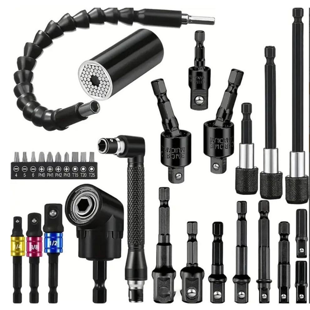 31Pcs Flexible Drill Bit Extension Set Rotatable Socket Adapter 4853286955139