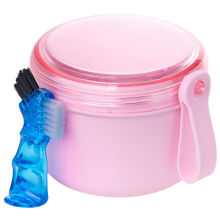 Custodia per protesi dentaria, tazza da bagno a prova di perdite per dentiere da viaggio, rosa